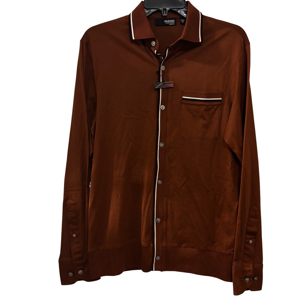 Murano Liquid Luxury Men's Shirt Medium NWT Slim Fit Button Down Long Sleeve